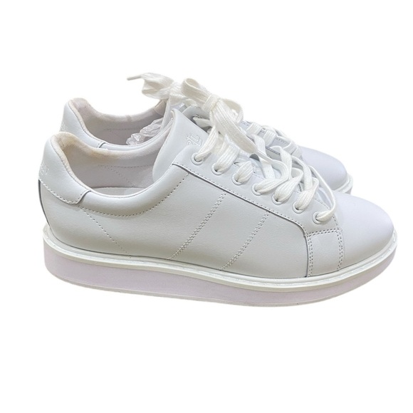 NWT Lauren Ralph Lauren Angeline white cow leather lace up platform sneakers 9.5 - Picture 1 of 14